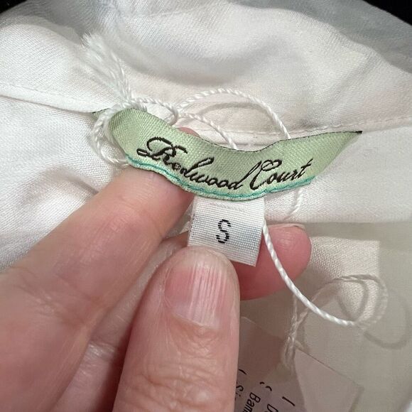 Redwood Court White Boxy Oversized Lagenlook Bamboo Silk Button Up Top Sz S NWT - Picture 3 of 9